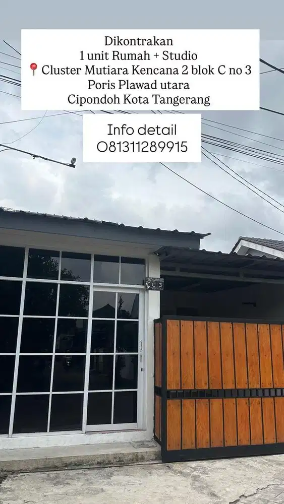 Disewakan Rumah dan Studio Usaha di pusat kota tangerang