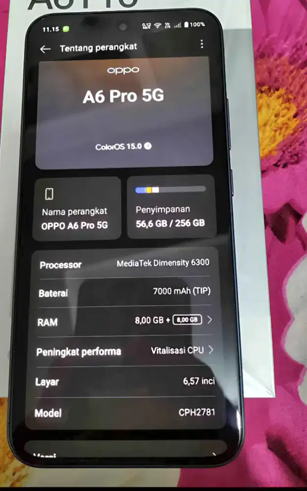 Oppo a6 pro 5g ram 8/256 mulpis udh pake tg yg 50 rb hape baru