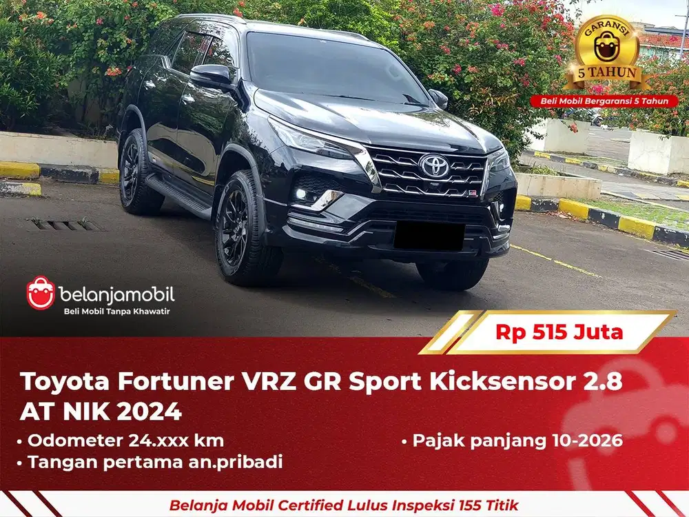 [ GARANSI 5TH ] Toyota Fortuner VRZ GR Sport Kicksensor 2.8 2024/2025