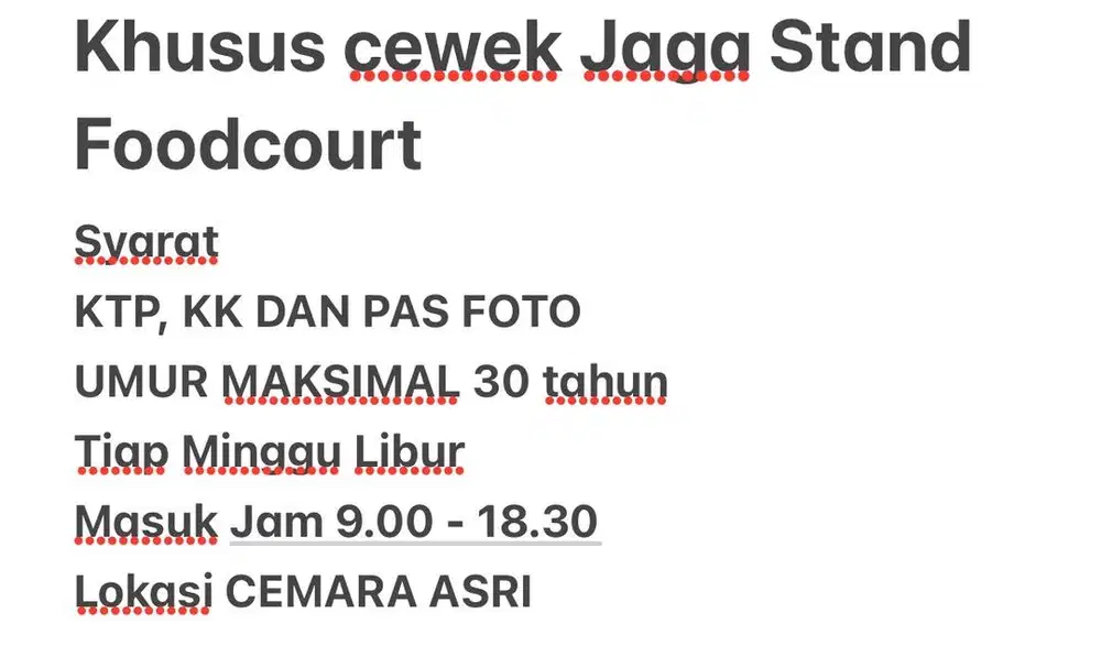 Lowongan kerja jaga stand cemara asri