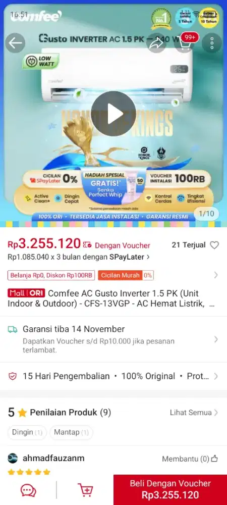 AC Comfee gress masih segel