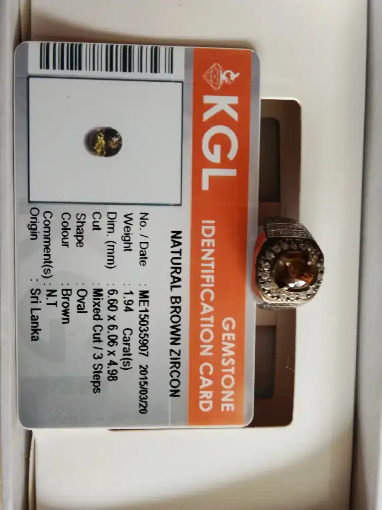 Cincin Brown Zircon Natural cutting dari Srilangka bersertificat