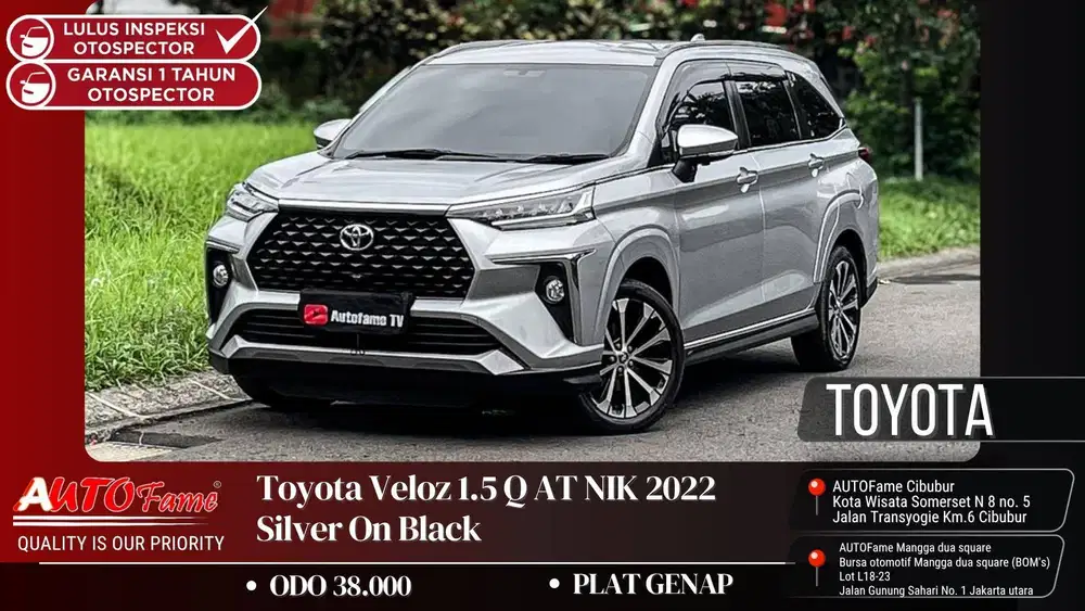 Toyota Veloz 1.5 Q AT NIK 2022 Silver On Black