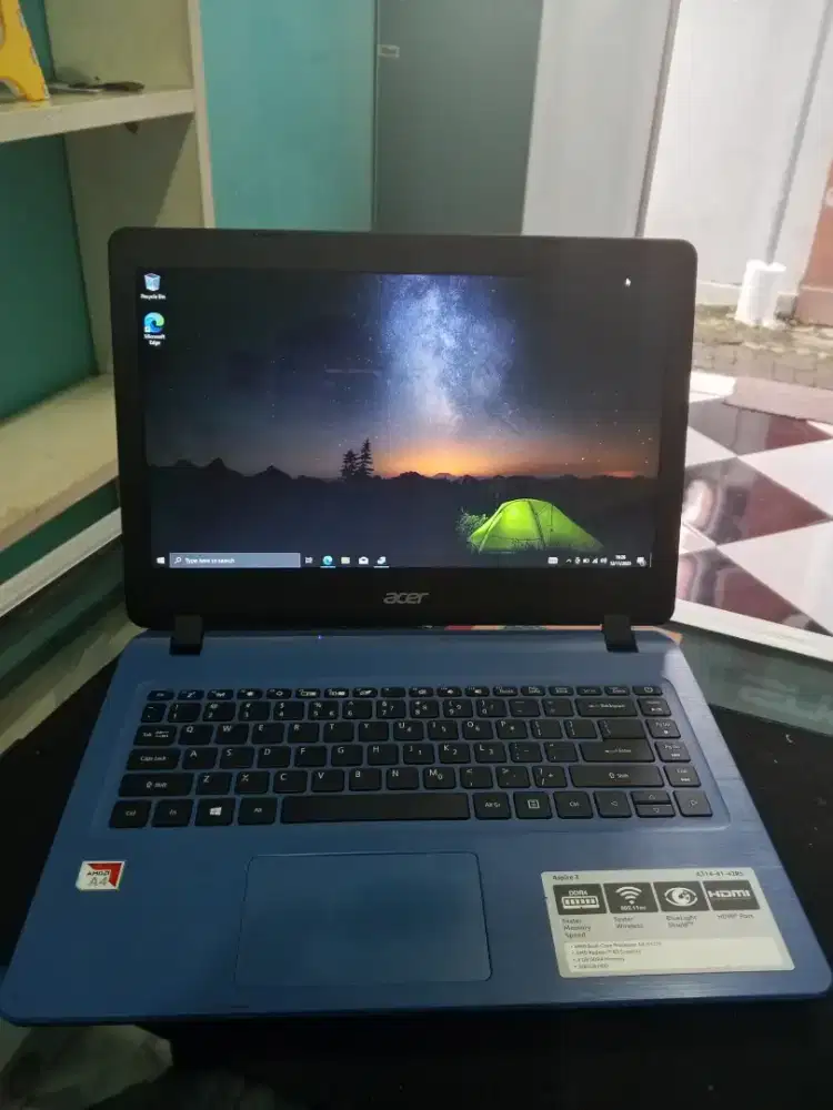 Laptop Acer a314 amd A4 HDD 500gb keyboard baterai baru mesin ORI