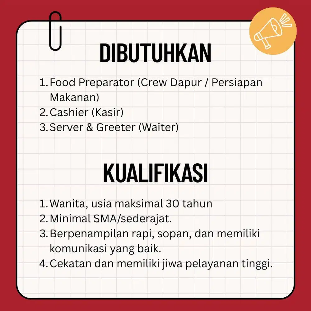 OPEN RECRUITMENT KIOS MAKANAN