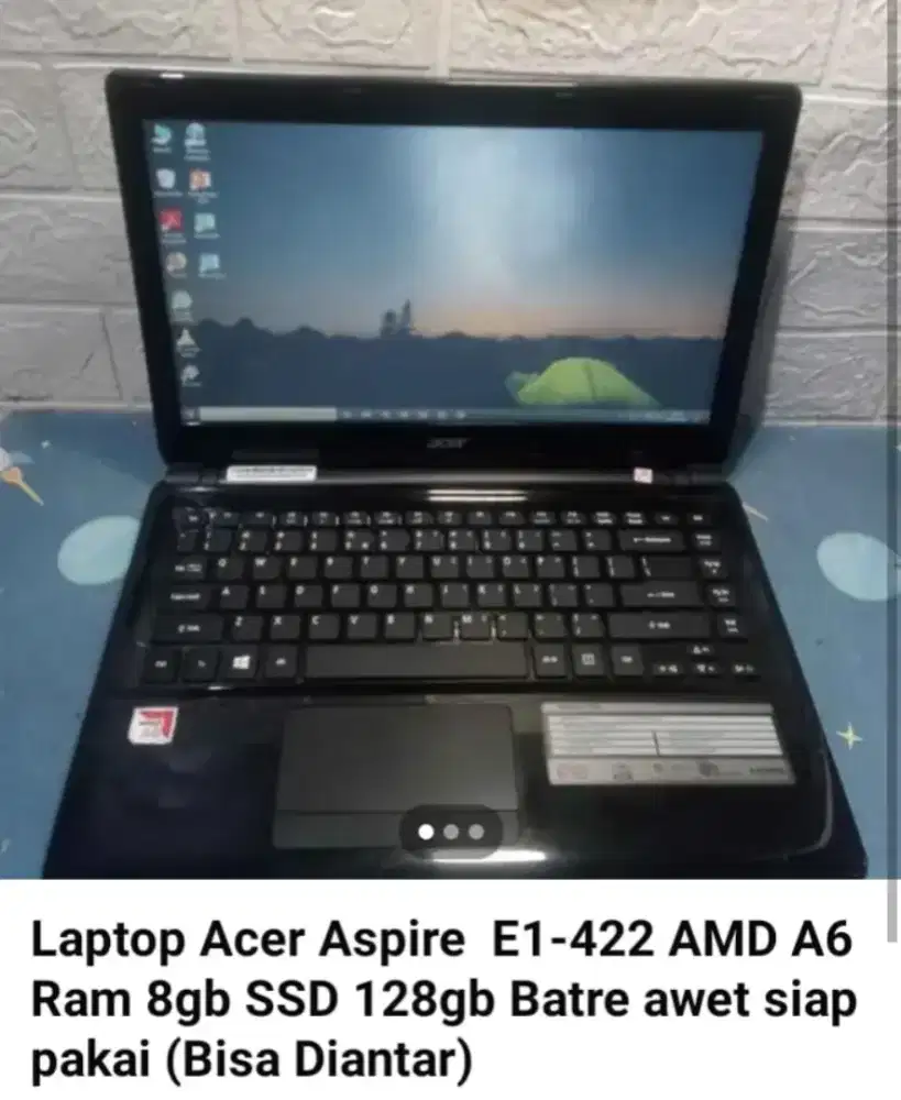 Laptop Slim Acer E1 Ram 8GB SSD 128GB No lemot Baterai Ok siap Pakai