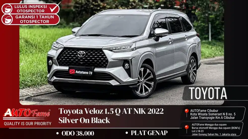 Toyota Veloz 1.5 Q AT NIK 2022 Silver On Black
