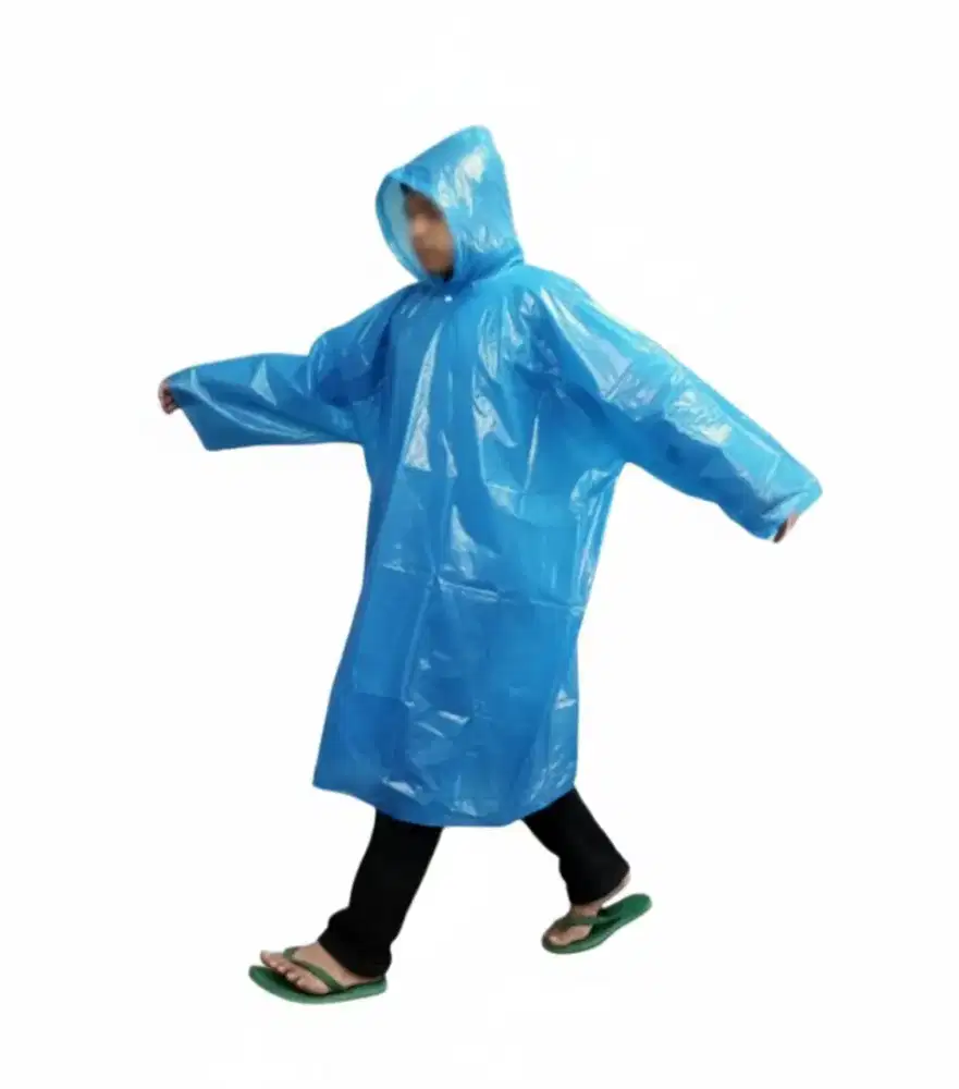 Jas hujan plastik hdpe ponco lengan panjang murah tebal 1 lusin