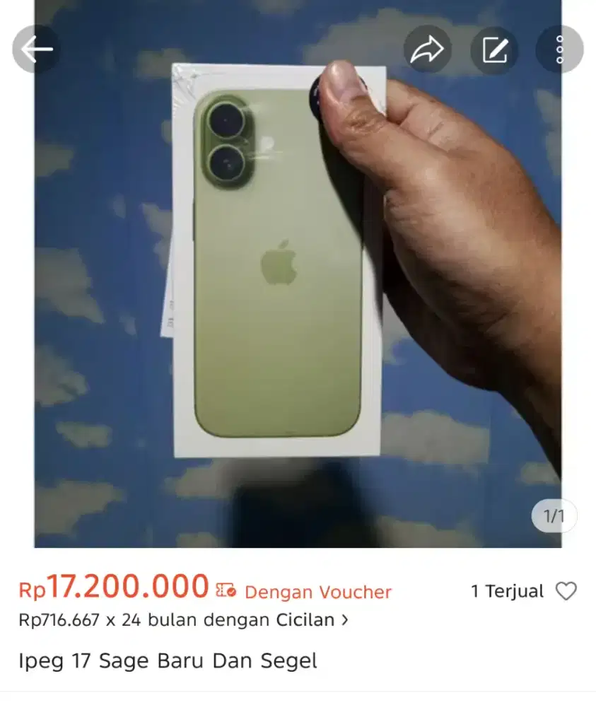 Iphone 17 256gb ibox sage baru dan segel