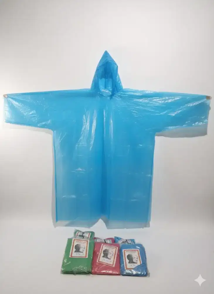 Jas hujan plastik hdpe ponco lengan panjang tebal murah