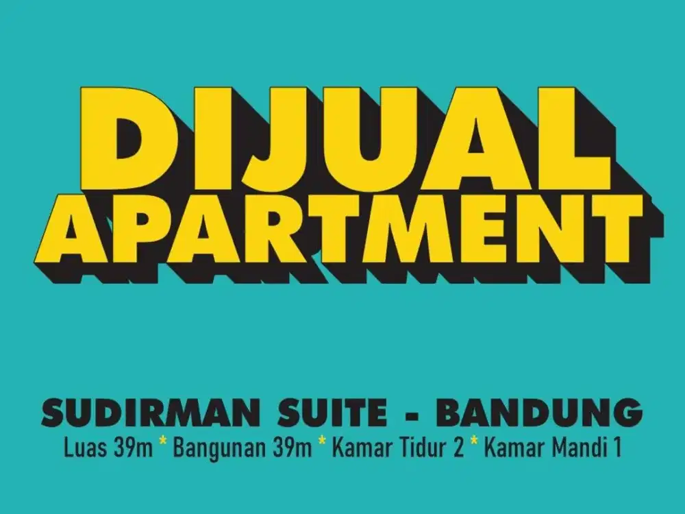 JUAL APARTMENT MURAH, SUDIRMAN SUITES, BANDUNG, SUDIRMAN, ASIA AFRIKA,