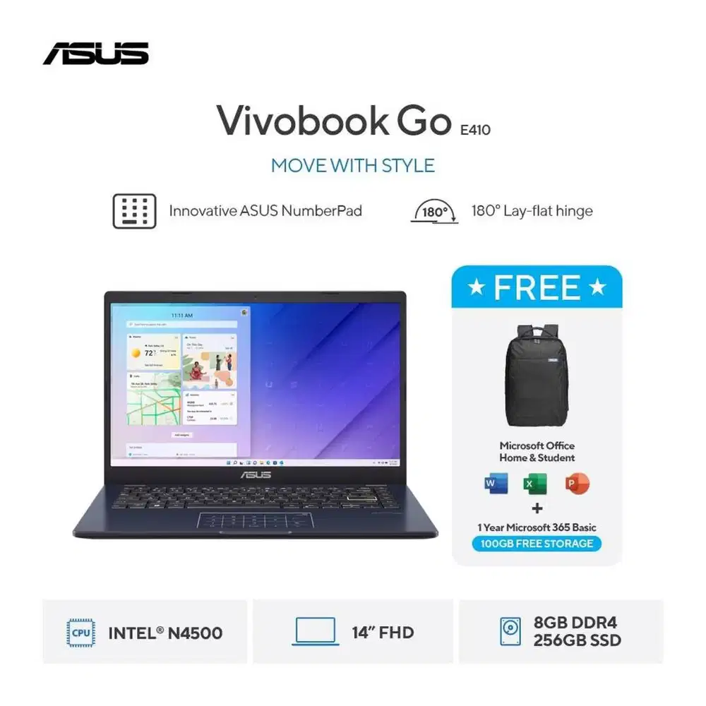 ASUS Vivobook Go 14 E410KA-FHD4821M - Star Black Intel Celeron N4500