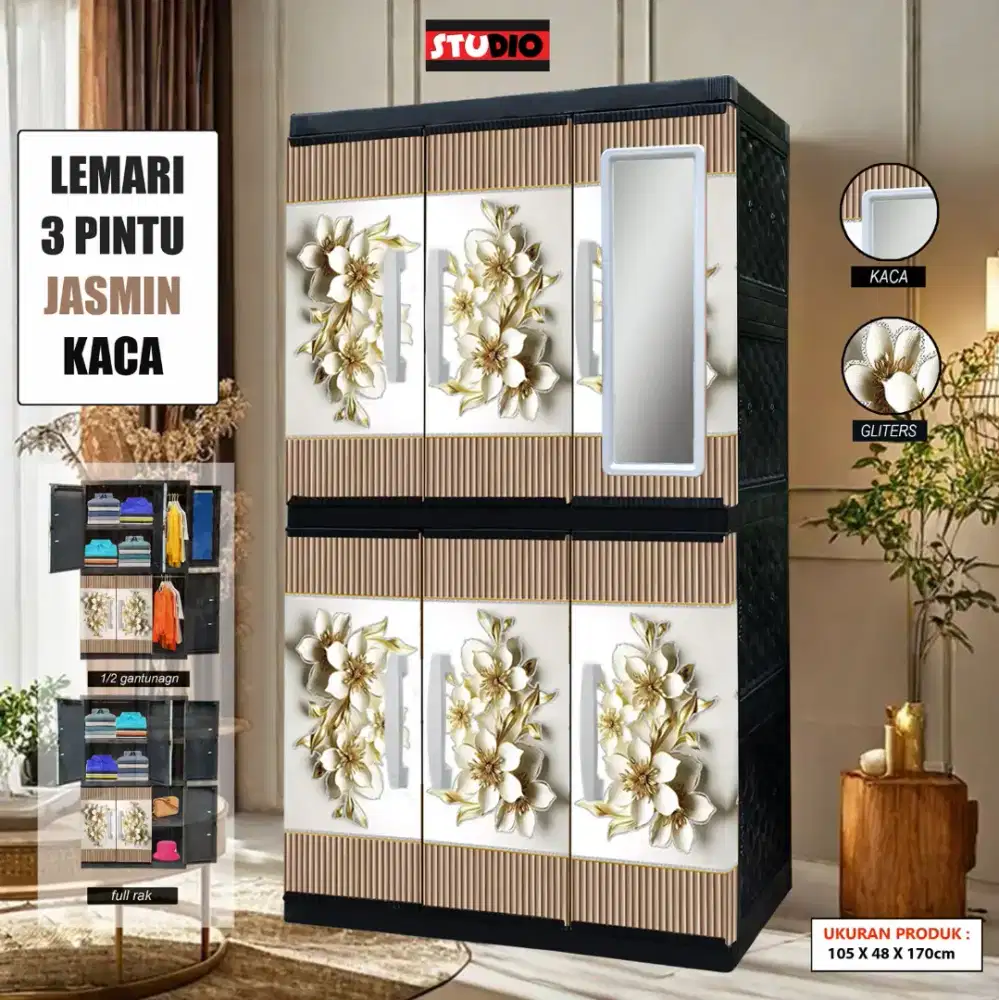 Lemari pakaian plastik tebel kokoh