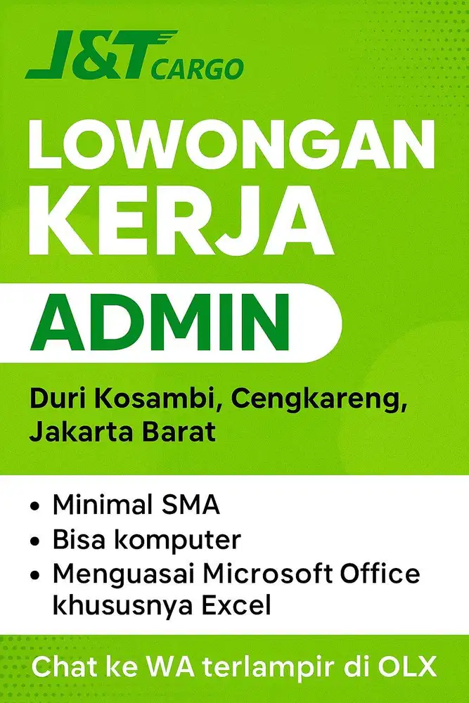 Admin Wanita Komputer J&T Cargo Duri Kosambi, Cengkareng Jakarta Barat