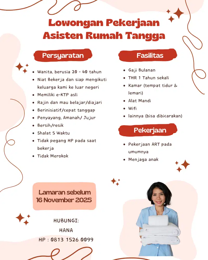 LOWONGAN ART WANITA DI BEKASI TIMUR (MENGINAP)