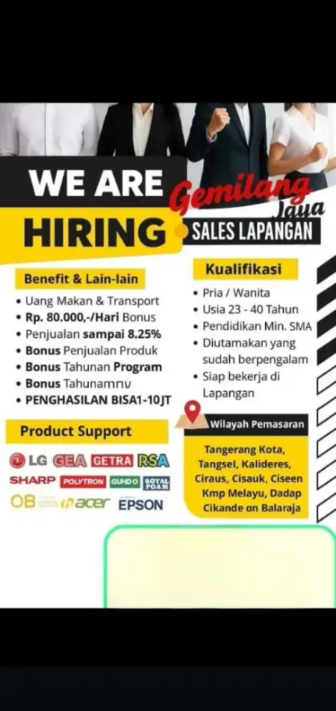 Lowongan sales marketing lapangan