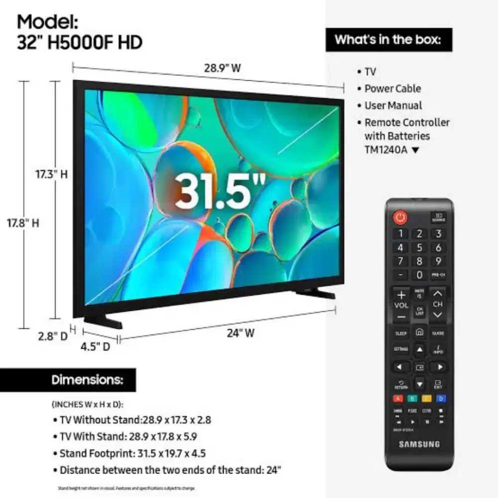 SMART DIGITAL LED TV SAMSUNG 32 INCH USB HDMI - 32 H 5000 FREE BRACKET
