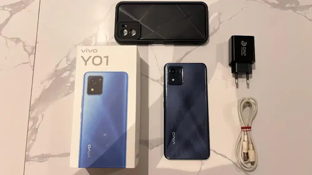 Vivo Y01 RAM 2GB Internal 32GB Warna Biru Hitam Fullset Mulus No Minus