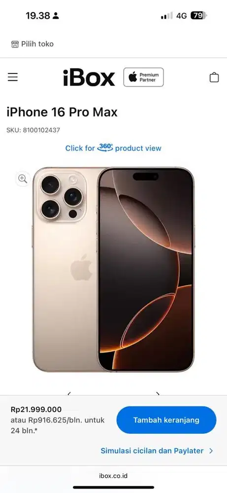 Jual New Iphone 16 Pro Max 256GB IBOX warna Desert Titanium