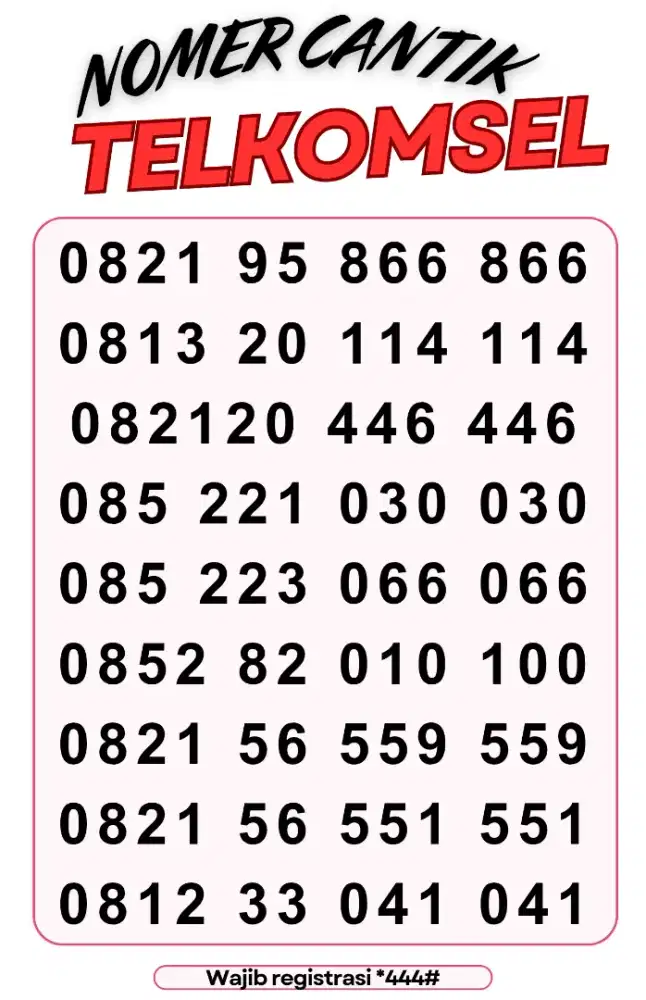NOMER CANTIK TELKOMSEL , SERIAN ABC ABC & EKOR RATUSAN