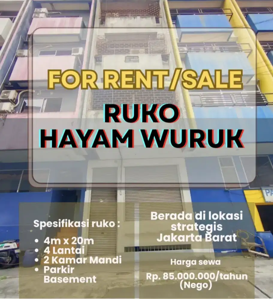 Di SEWAKAN/ Di JUAL Ruko Lokasi Sangat Strategis