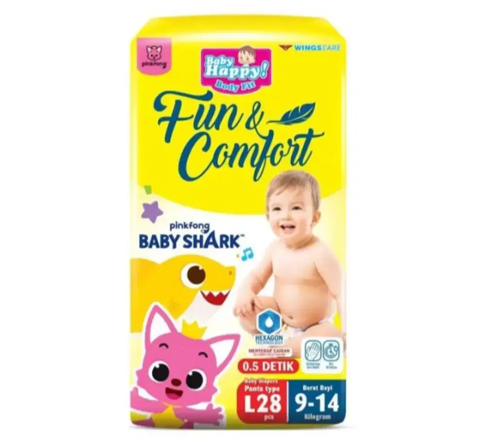 Baby Happy Fun & Comfort Pinkfong Baby Shark Popok Celana Bayi