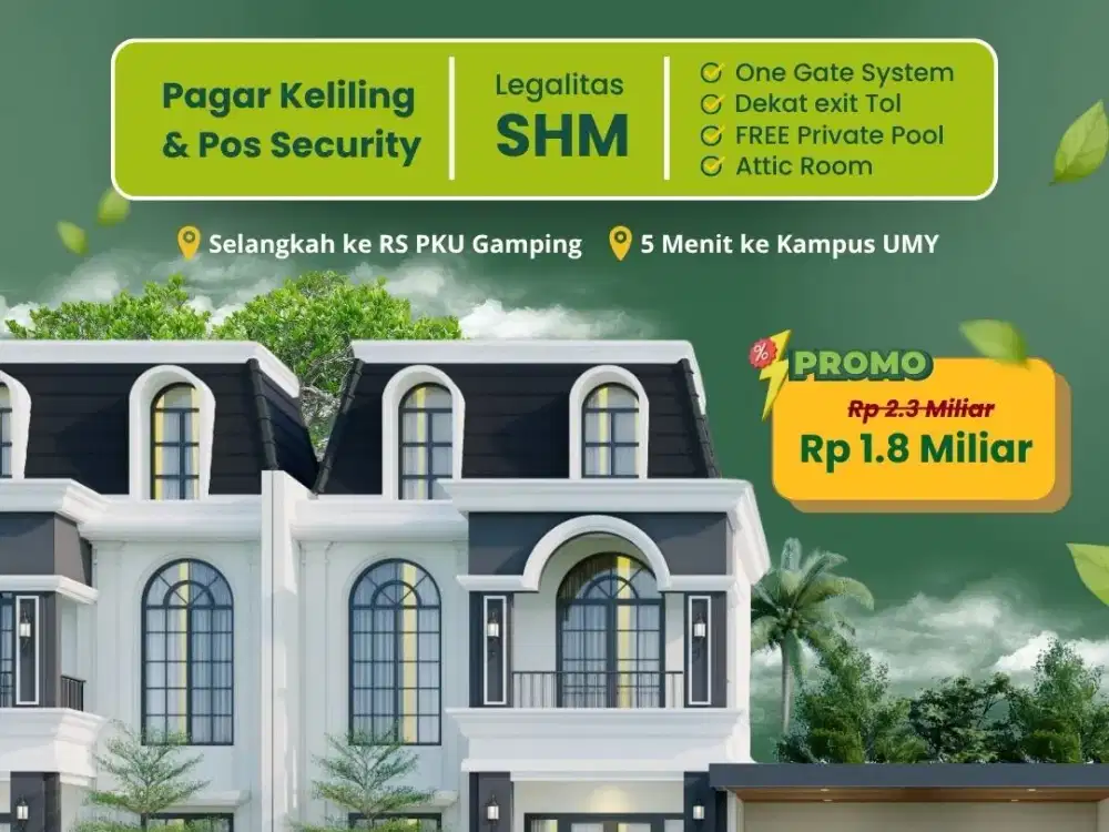DIJUAL RUMAH MEWAH DEKAT SPBU GAMPING SLEMAN YOGYAKARTA