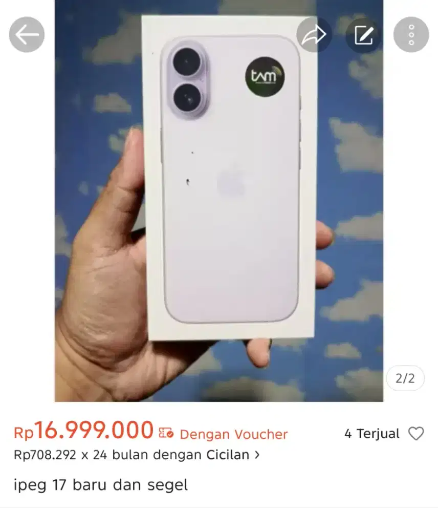 Iphone 17 256gb baru dan segel