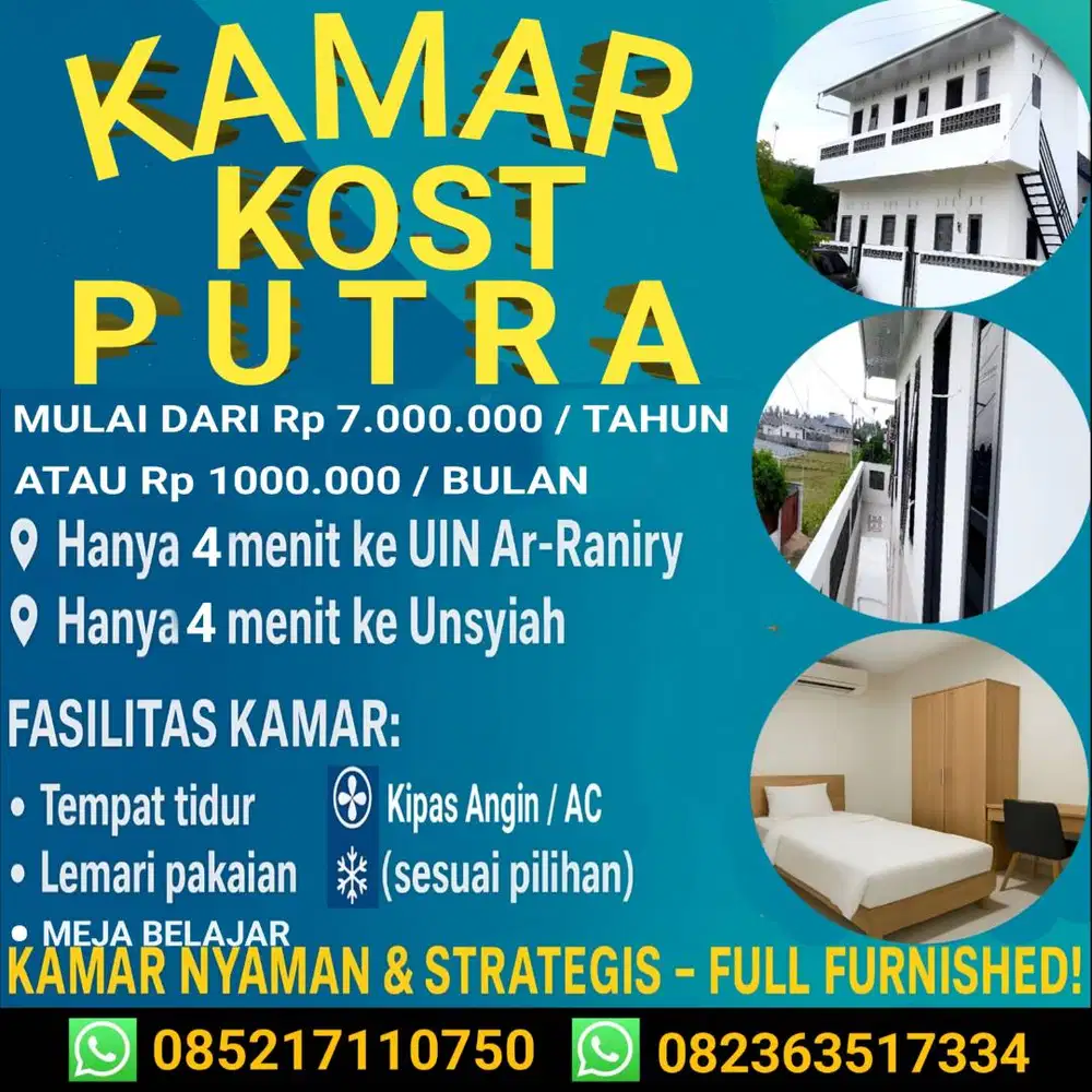 KAMAR KOST DEKAT UNSYIAH DAN UIN
