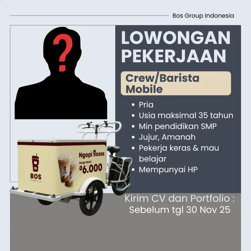 Butuh Cepat Crew/Barista Mobile