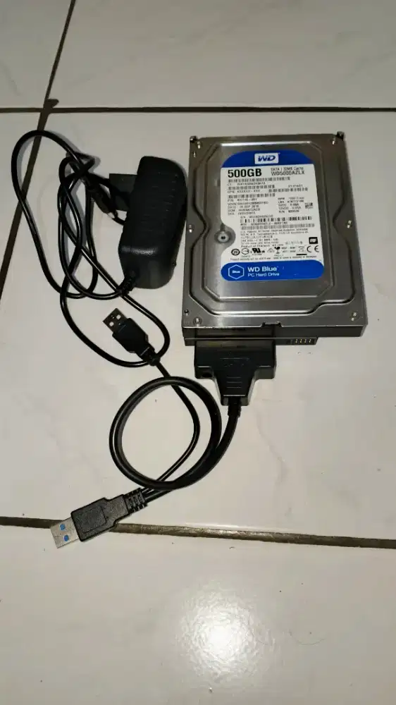 Hdd pc 3,5 inch 500gb WD plus conventer dan adapter external