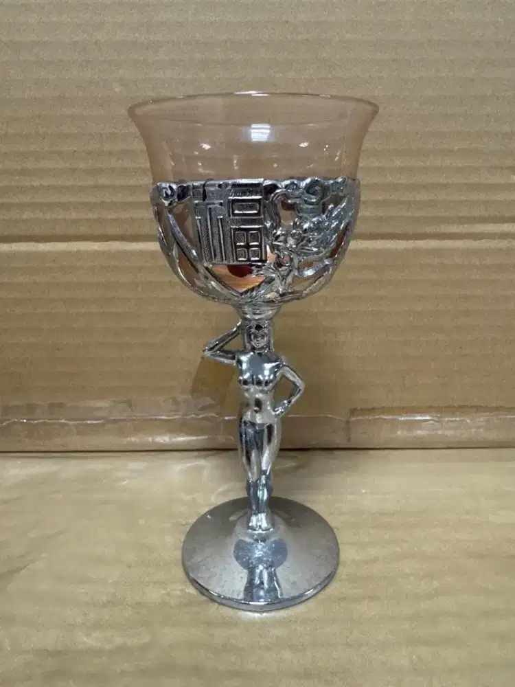 Art Deco Fu Chrome Glass Gelas Cocktail Antik