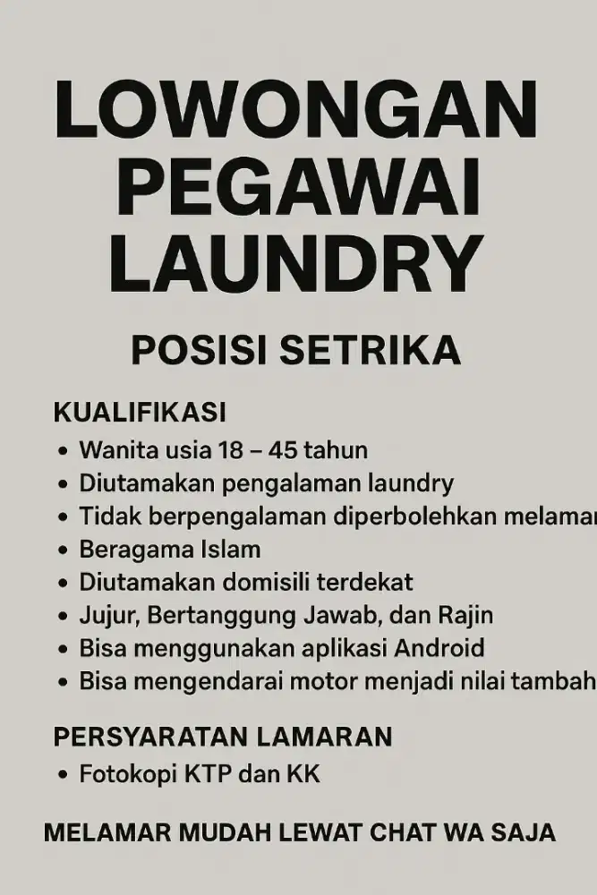 Lowongan kerja laundry