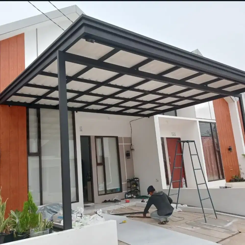 Kanopi minimalis tiang gawang