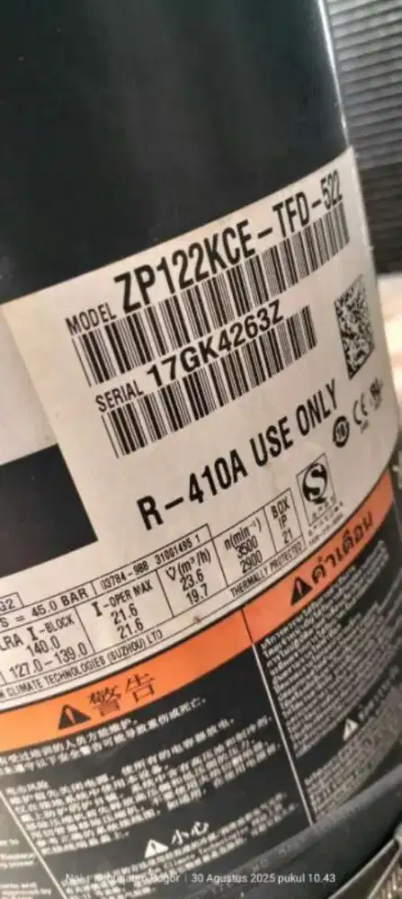 KOMPRESOR AC COPELAND SCROL ZP122KCE-TFD-522(10PK R410 3PHASE)