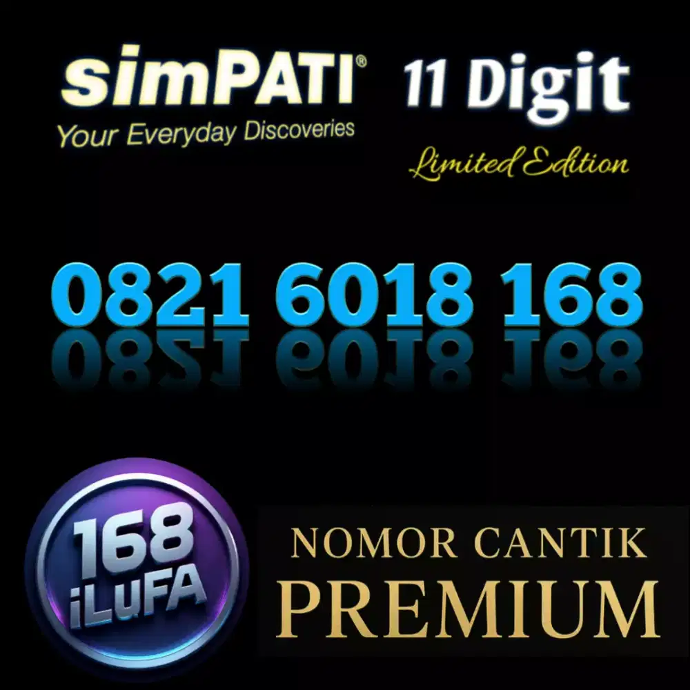 Nomor Cantik Hoki Exsclusive iLuFA 168 Telkomsel simPATI 11 Digit