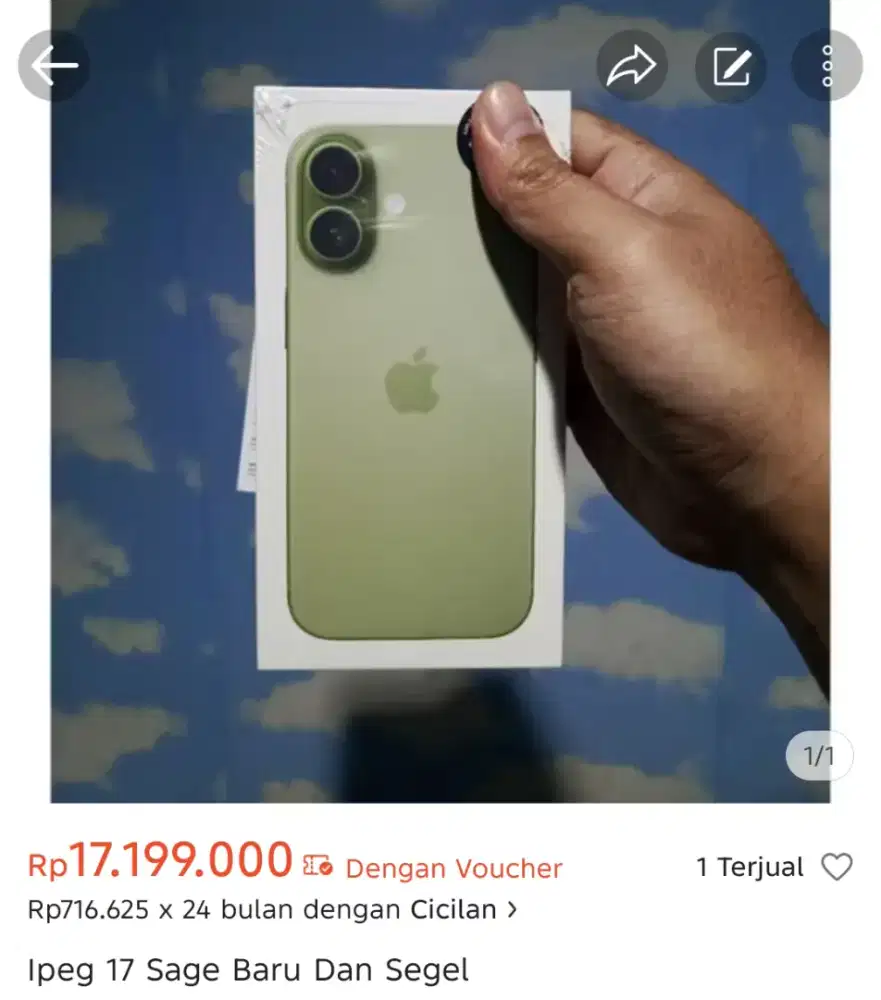 Iphone 17 256gb ibox sage baru dan segel