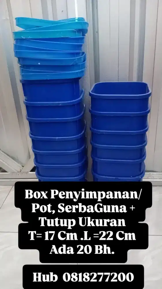 Kotak Penyimpanan + Tutup dari Plastik Tebal  Kuat. Serba Guna,Praktis