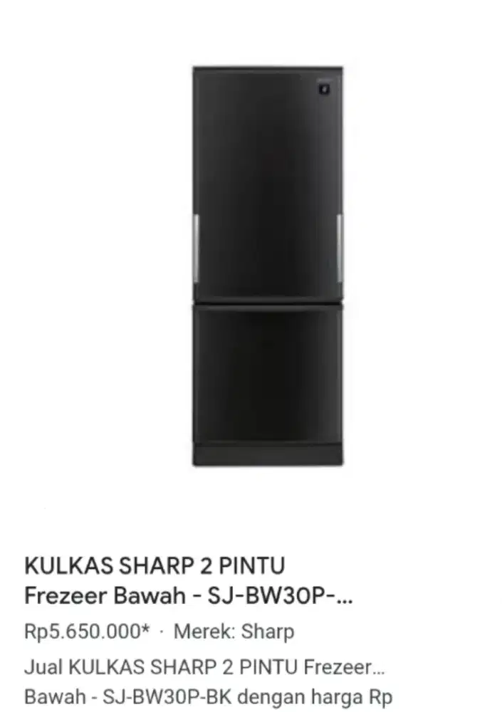 kulkas sharp jumbo freezer bawah sleding