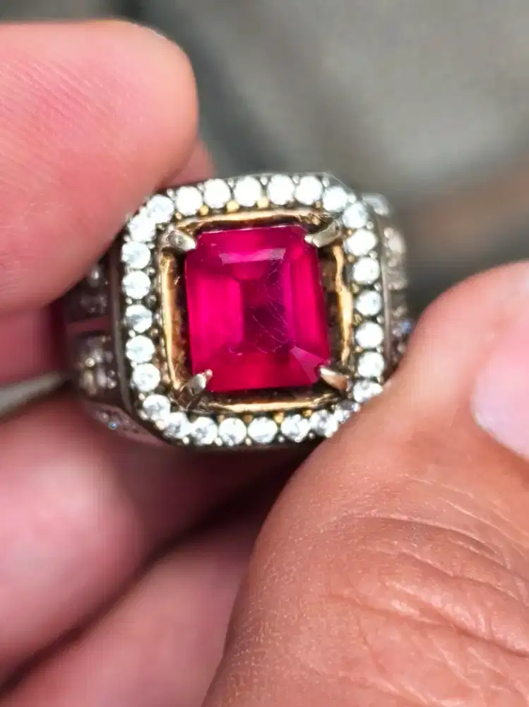 Batu Ruby Mozambique 4.47 crat ring perak memo MGL