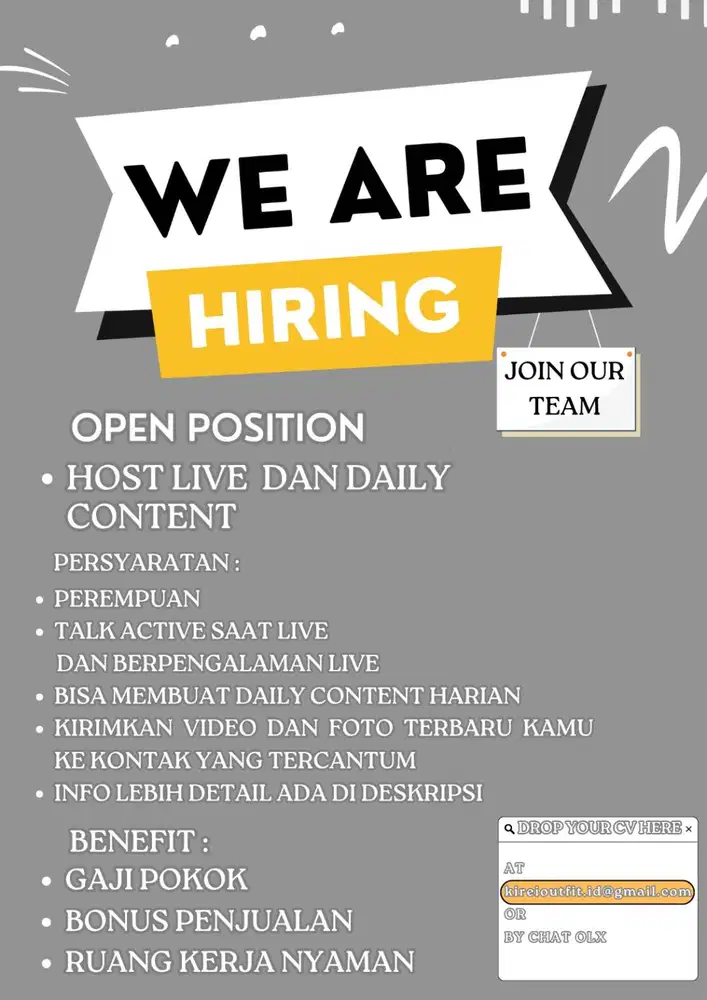 MEMBUTUHKAN HOST LIVE & DAILY KONTEN