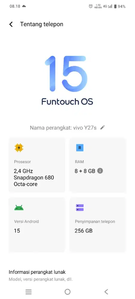 Vivo y27s 8+8 / 256 NET no Nego