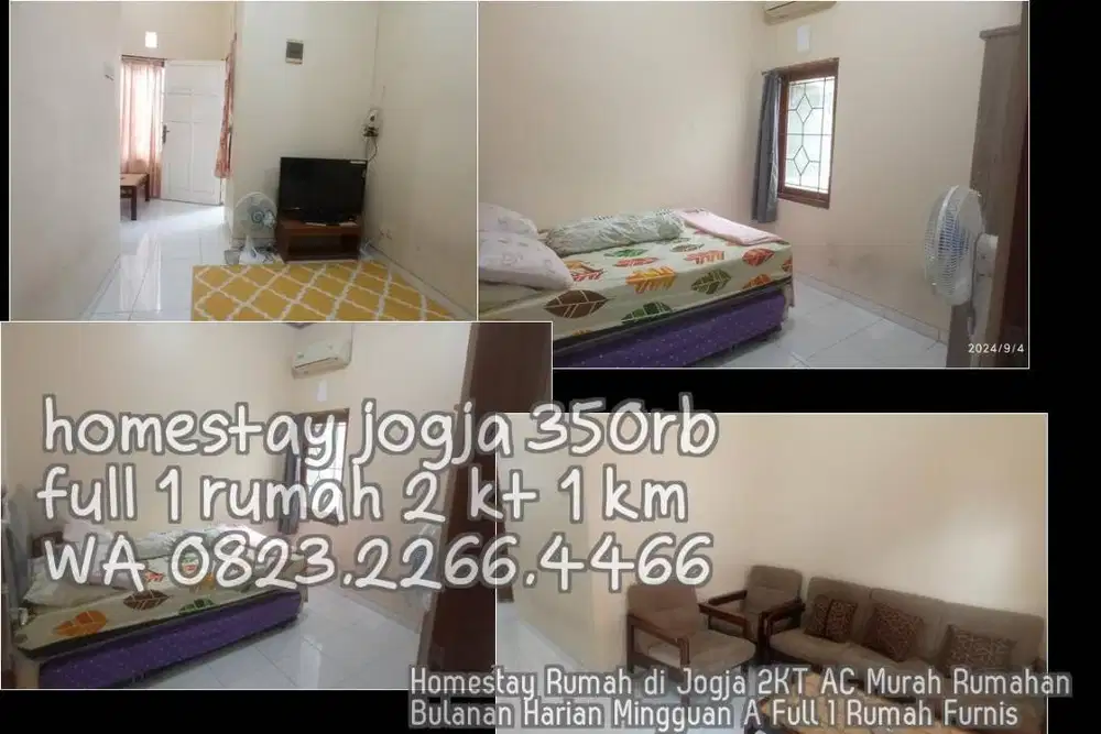 Homestay Rumah di Jogja 2KT AC Murah Rumahan Bulanan Harian Mingguan A