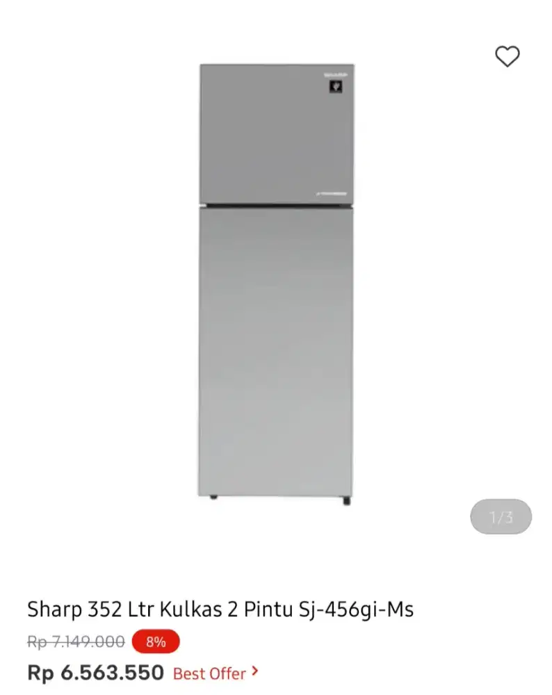 KULKAS SHARP TAMPERED GLASS 352 liter