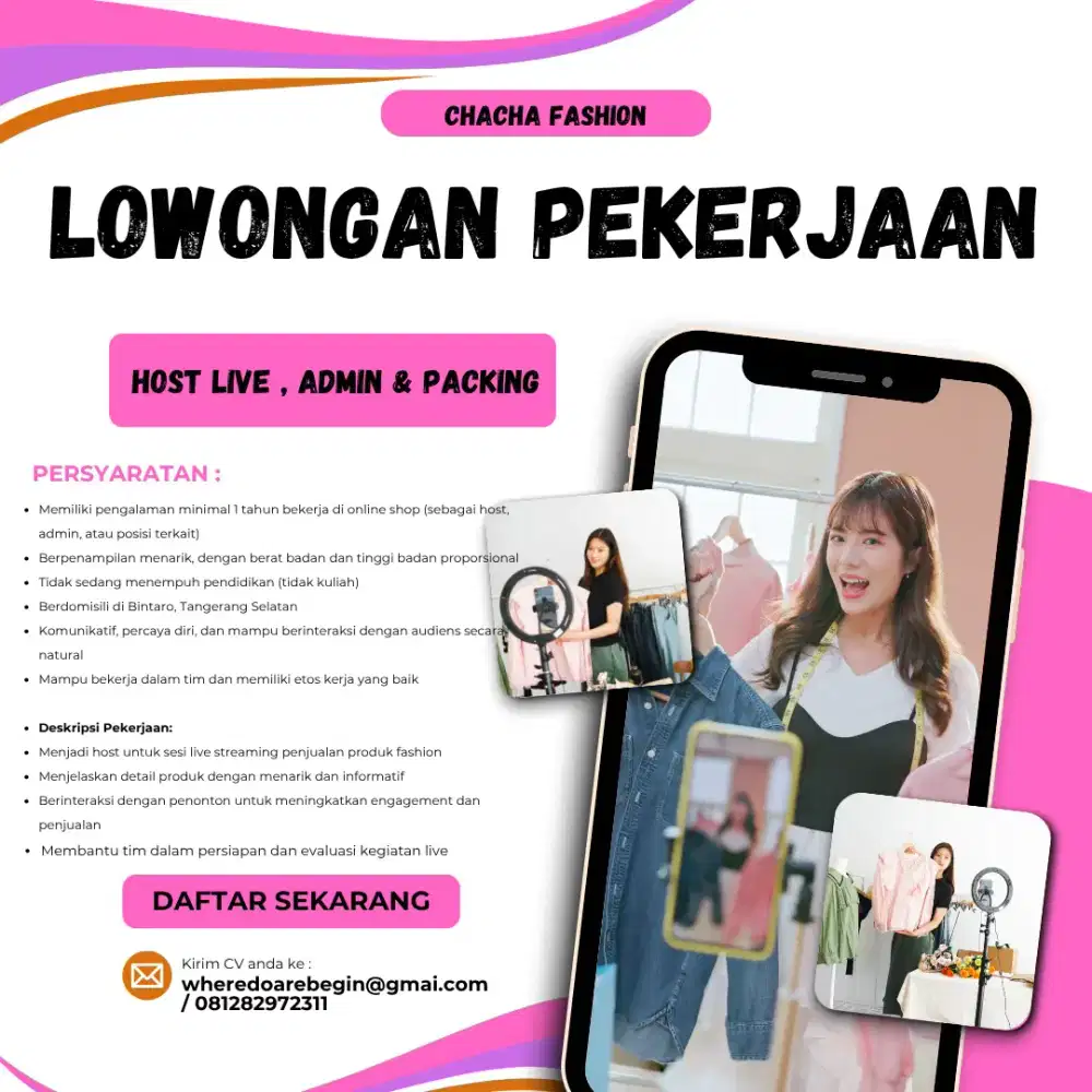 Host Live , Admin & Packing Onlineshop Wanita