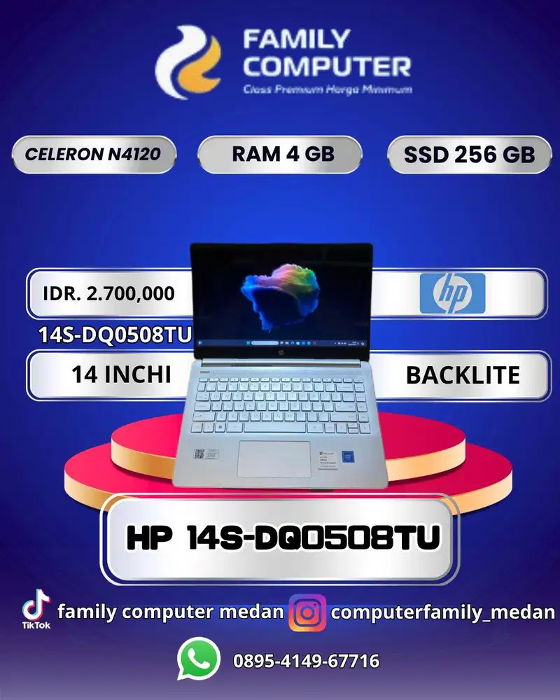 HP 14S-DQ0508TU|CELERON N4020 | RAM4GB|SSD256GB|BACKLITE|14INCI
