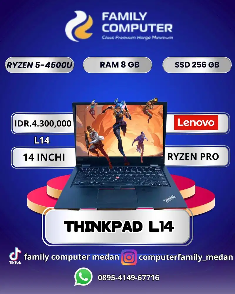 THINKPAD L14 14INC FHD AMD RYZEN 5 PRO 4500U SSD 256-8GB