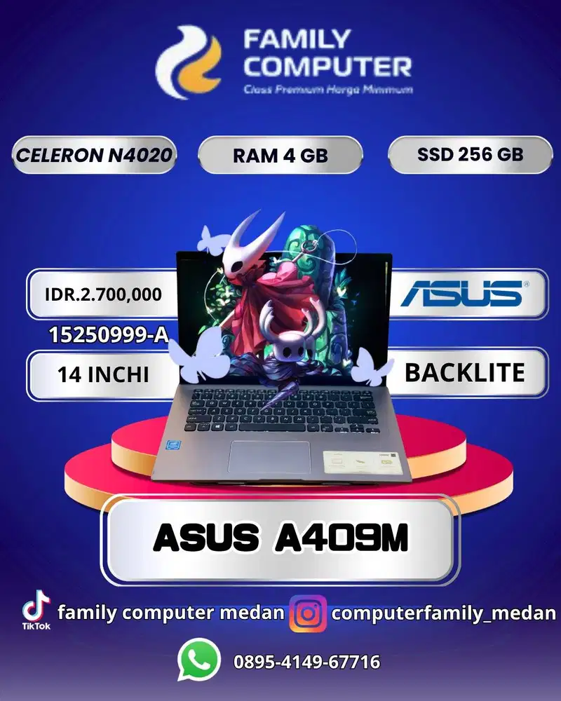 LAPTOP ASUS INTEL CELERON N4020 SSD 256\4GB\MINUS LAYAR FLIX HITAM