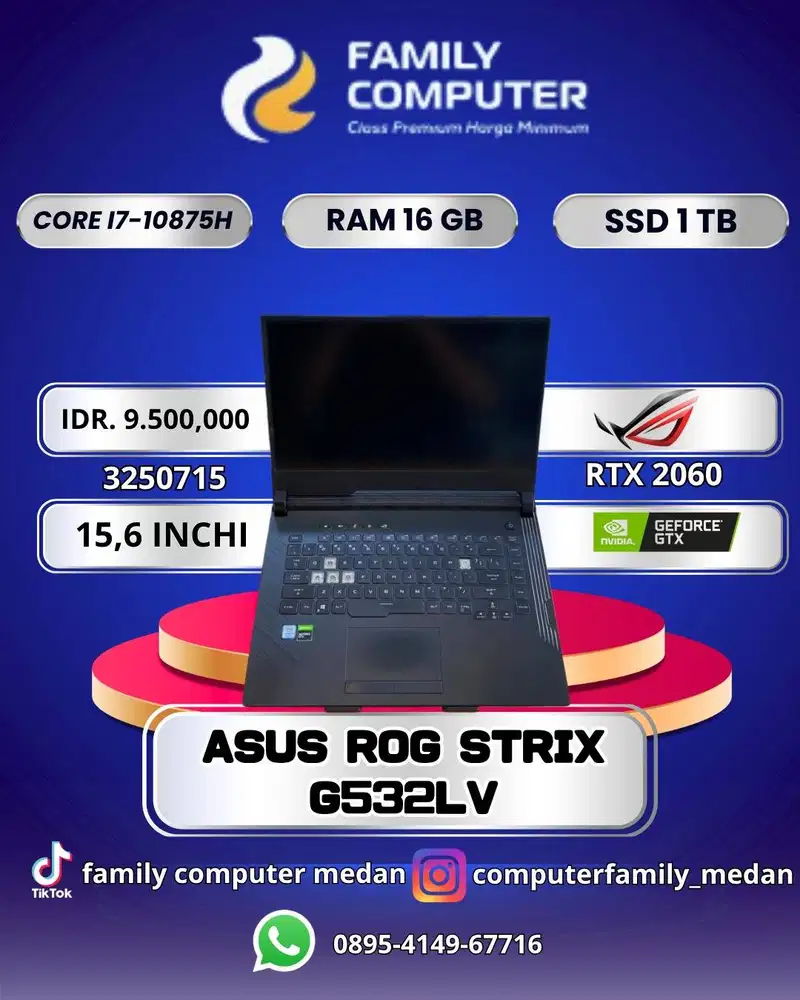 ASUS ROG STRIX G532LV|COREI7-10875H|RAM16GB|SSD1TB|15,6INCI