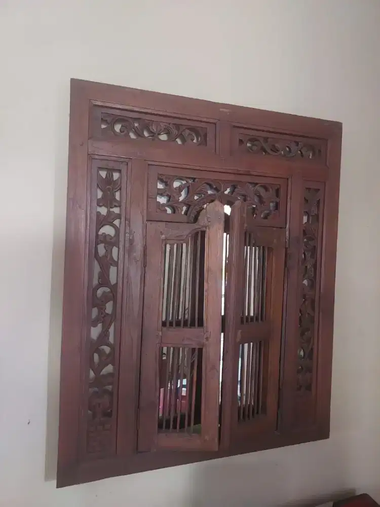 Sepasang cermin krepyak jati tua